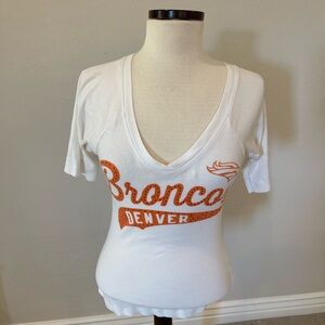 Denver Broncos Women's White V-Neck Top